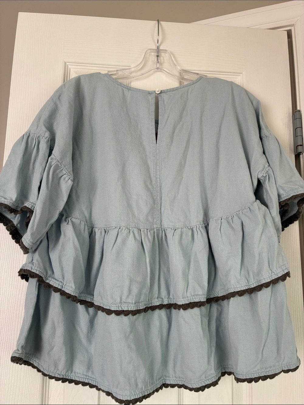 Ivy Jane Light Blue Embroidered Tiered Peasant Top - Picture 6 of 9